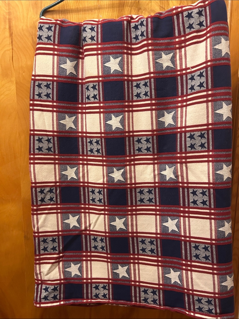 Patriotic Red, White & Blue Star Plaid Tablecloth